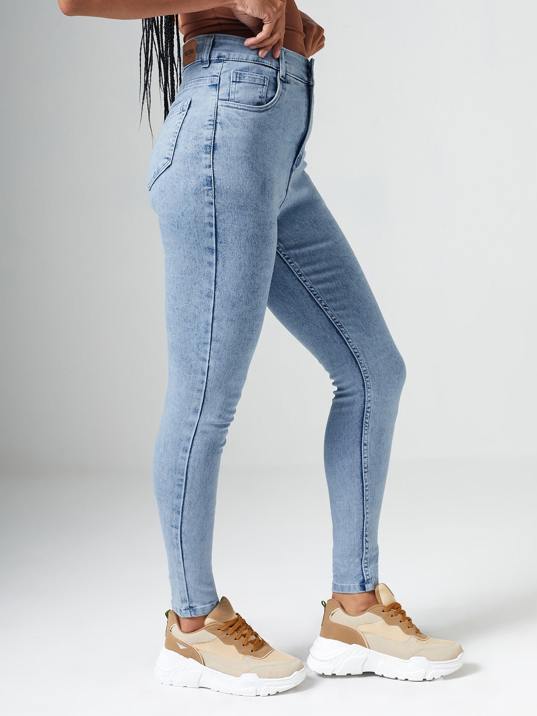 CHASEshape™ Blue Skinny-Fit High-Rise Clean-Look Regular-Length Stretchable Denim Jeans for Women