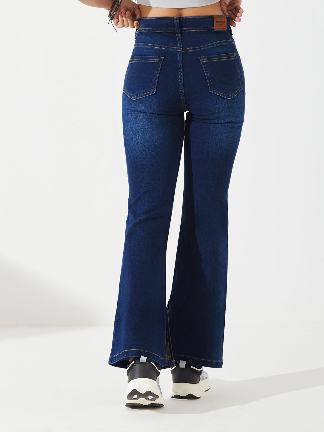 Blue Bootcut Mid-Rise Denim Stretchable Jeans for Women