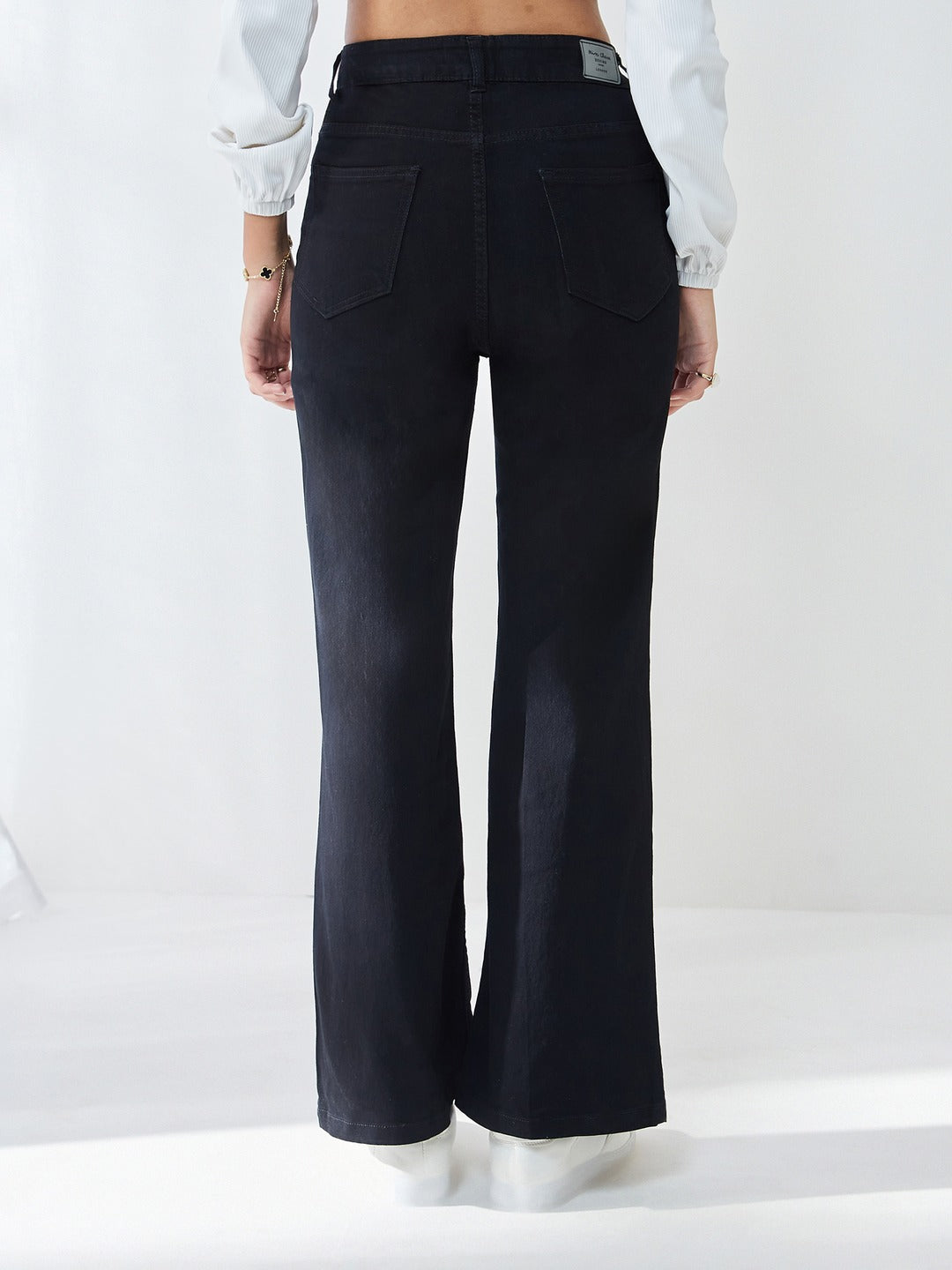 Black Bootcut High rise Regular Stretchable Denim Jeans for Women