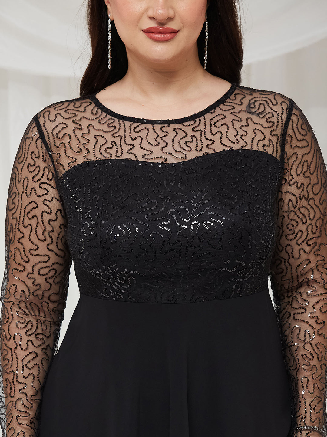 Black Solid Embellished Maxi Dress for Women