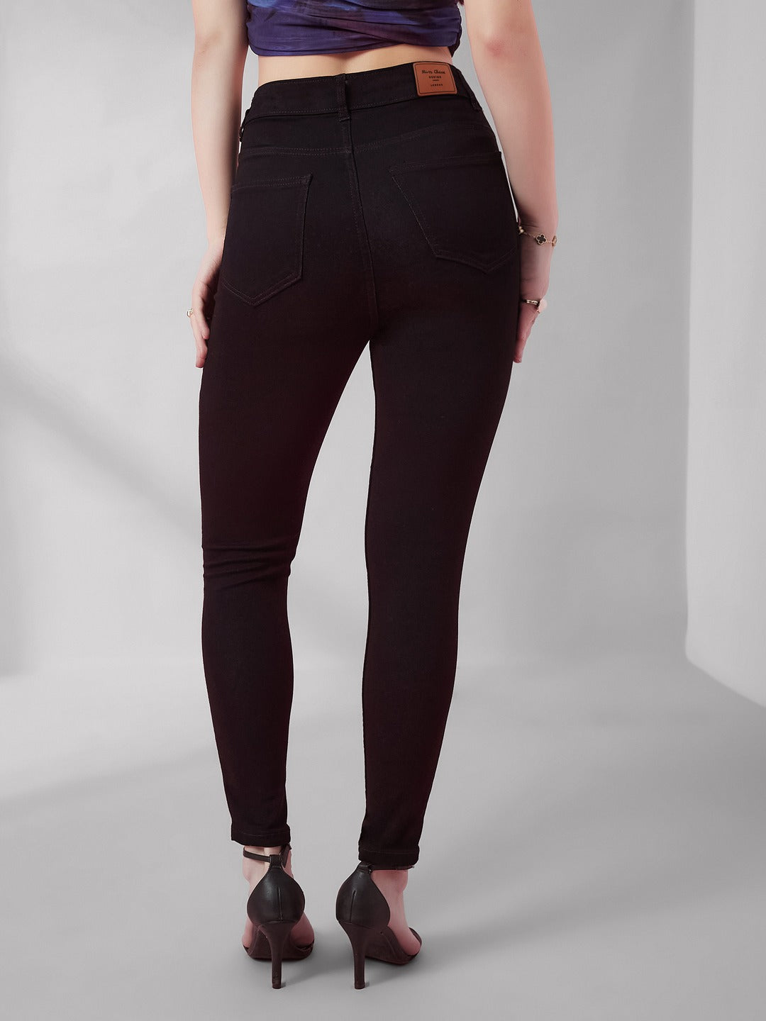 Black Skinny high-rise Regular Stretchable Denim Jeans for Women