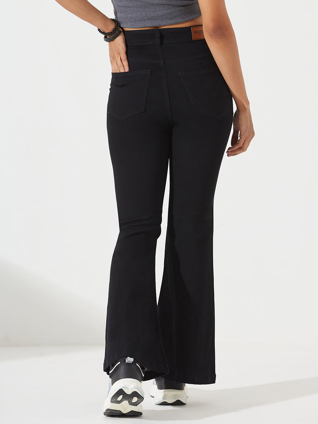 Black Bootcut High-Rise Regular Stretchable Denim Jeans For Women