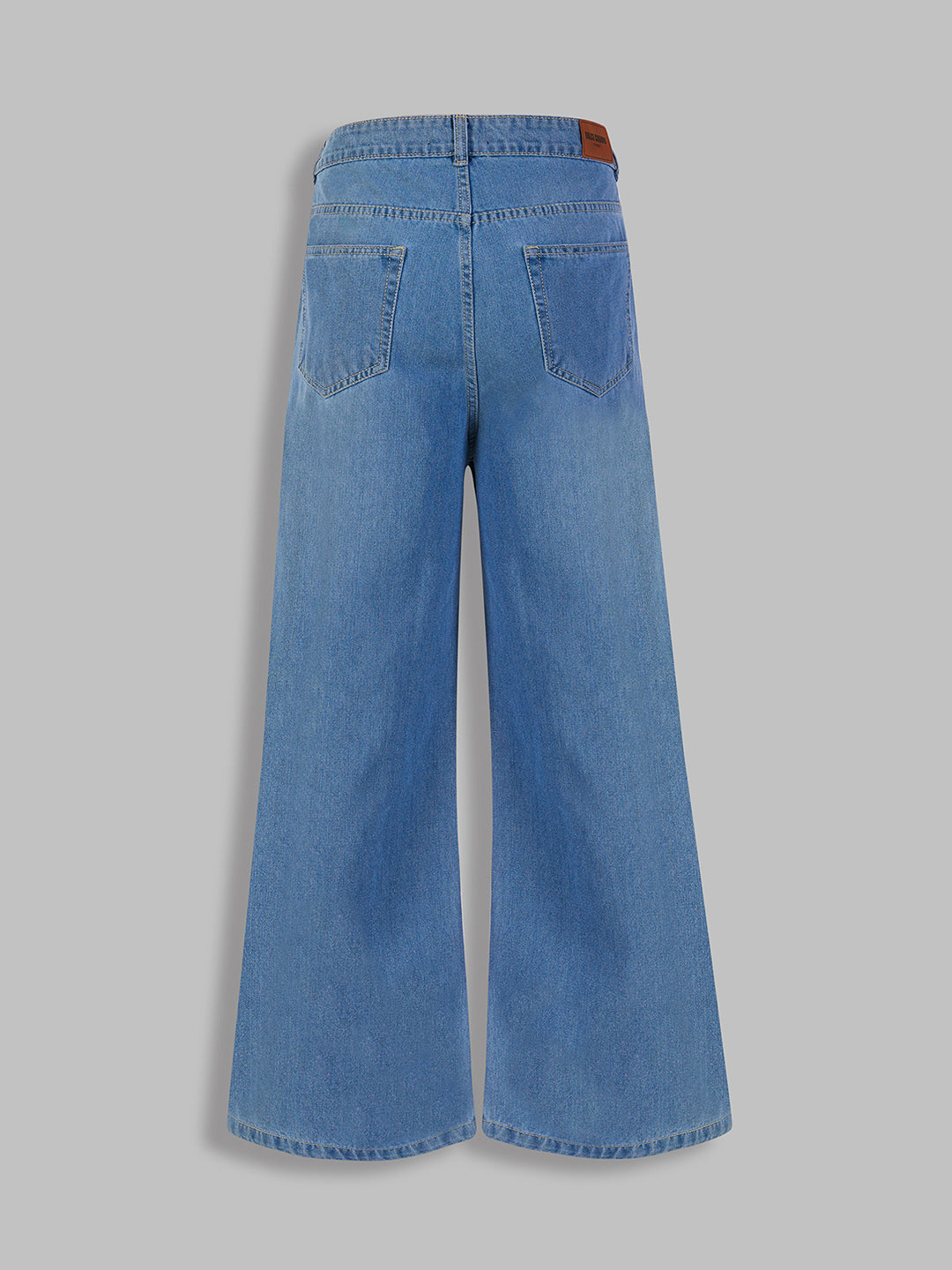 Women's Light Blue Wide-Leg High-Rise Non-Stretchable Denim Jeans
