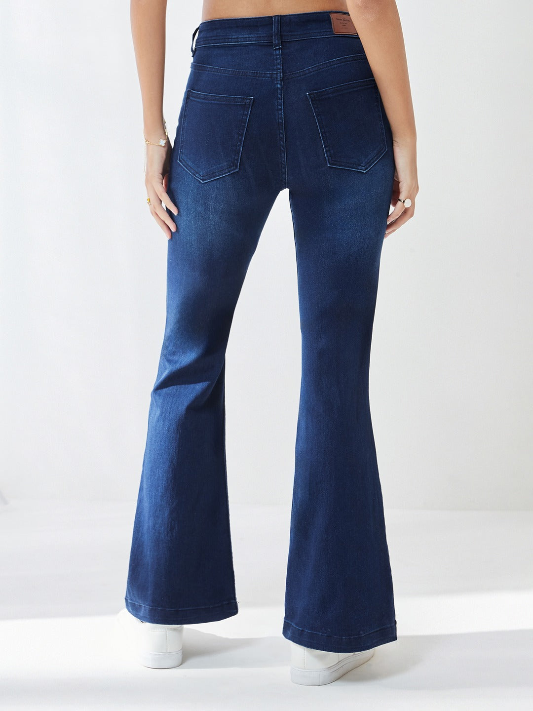 Navy Blue High-Rise Stretchable Bootcut Denim Jeans for Women
