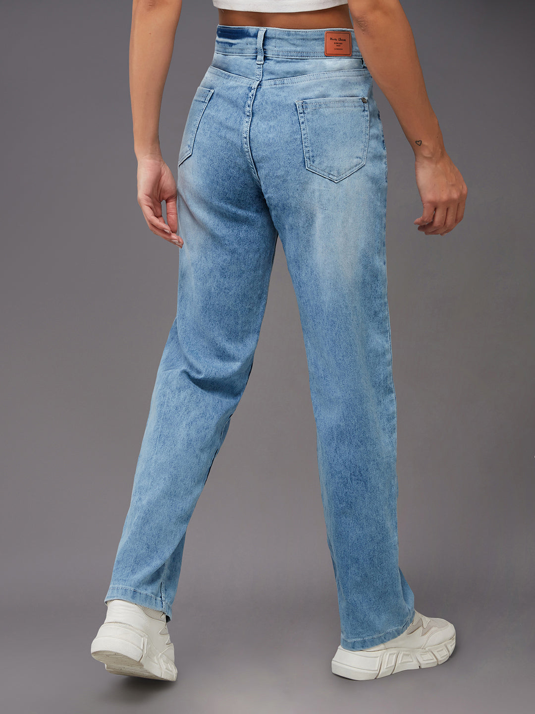 24/7 Comfort Women's Light Blue Wide-Leg Fit High Rise Stretchable Denim Jeans