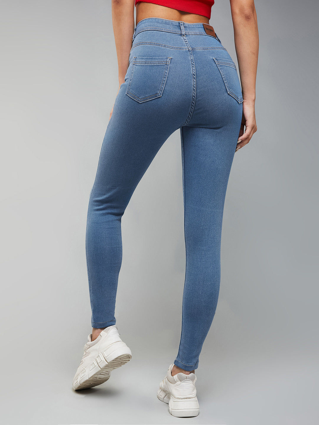 Women's Blue Skinny High-Rise Cropped Denim Jeans