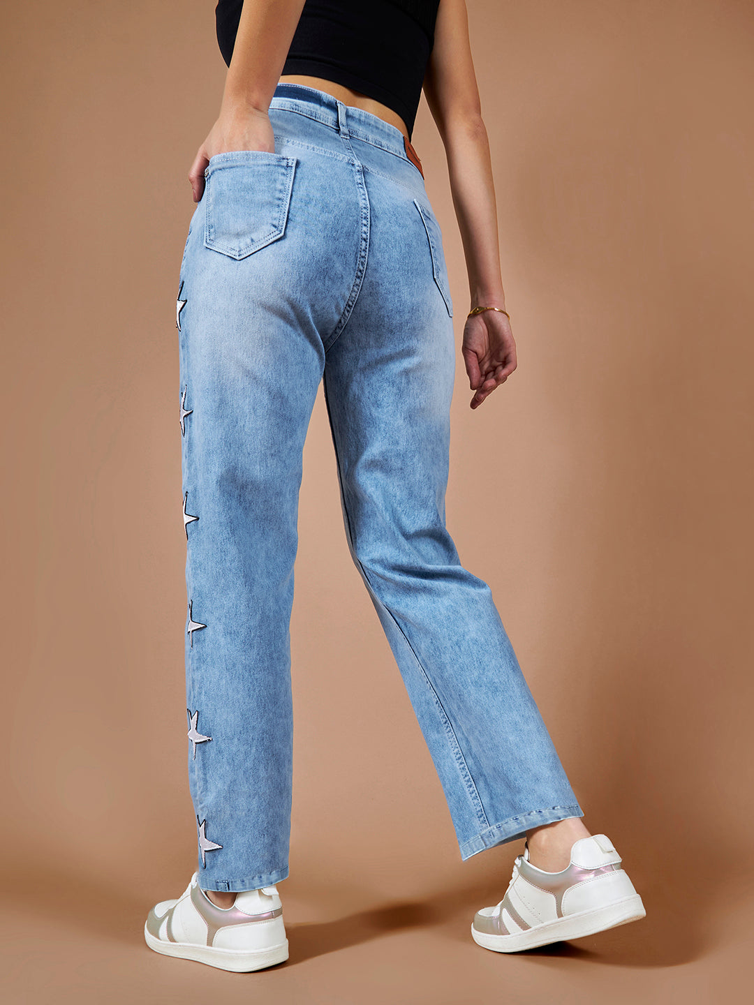 Women's Light Blue Slim Fit High Rise Regular length Stretchable Denim Jeans