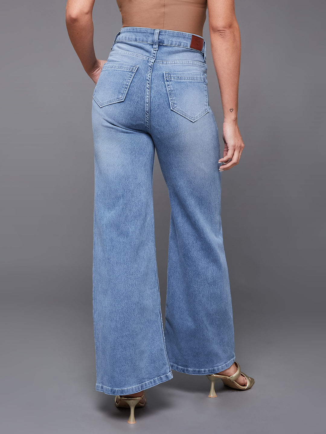 CHASEshape™ Light Blue Wide Leg High Rise Stretchable Denim Jeans