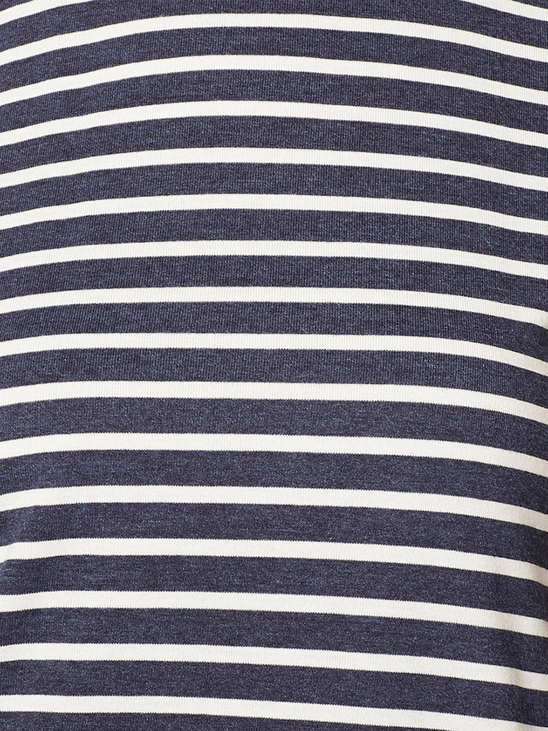 Women's Navy Blue and White Round Neck Half Sleeve Striped Mini Cold Shoulder Dress