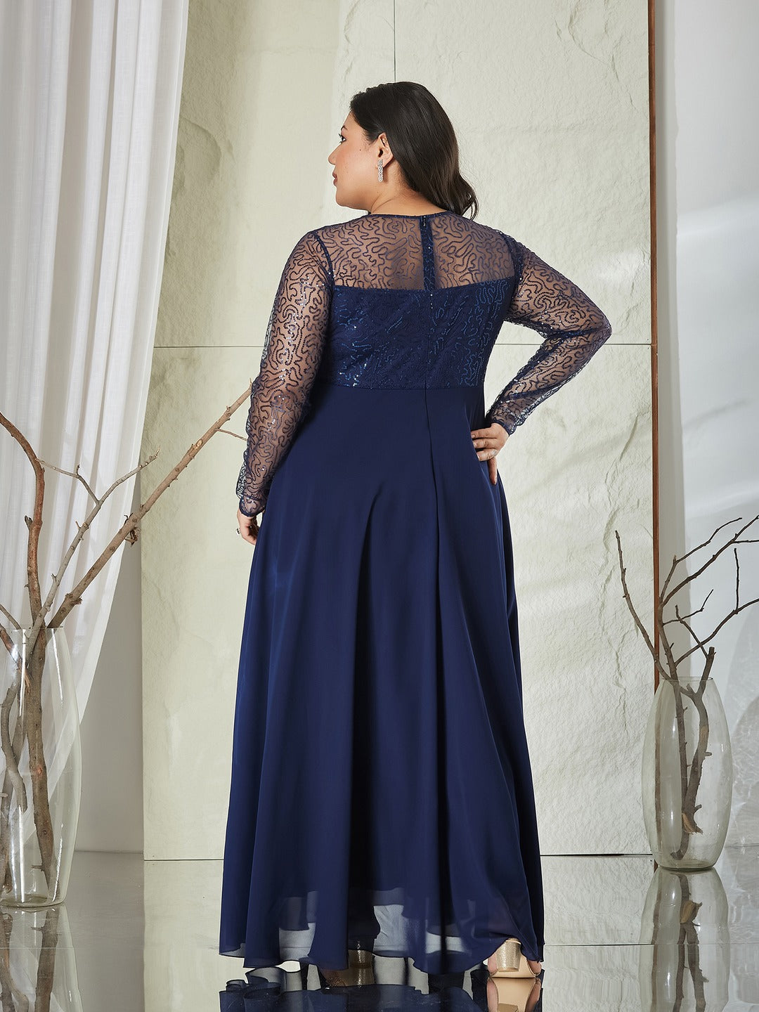 Black Solid Embellished Maxi Dress for Women