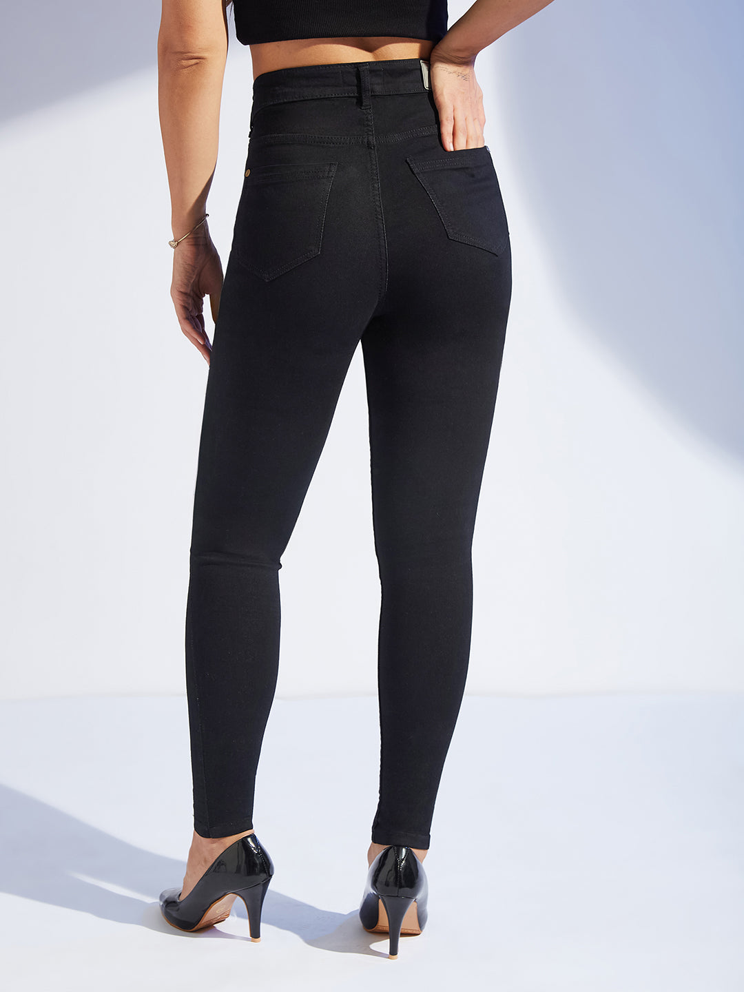 Women's Black Skinny Fit High-Rise Stretchable Denim Jeans