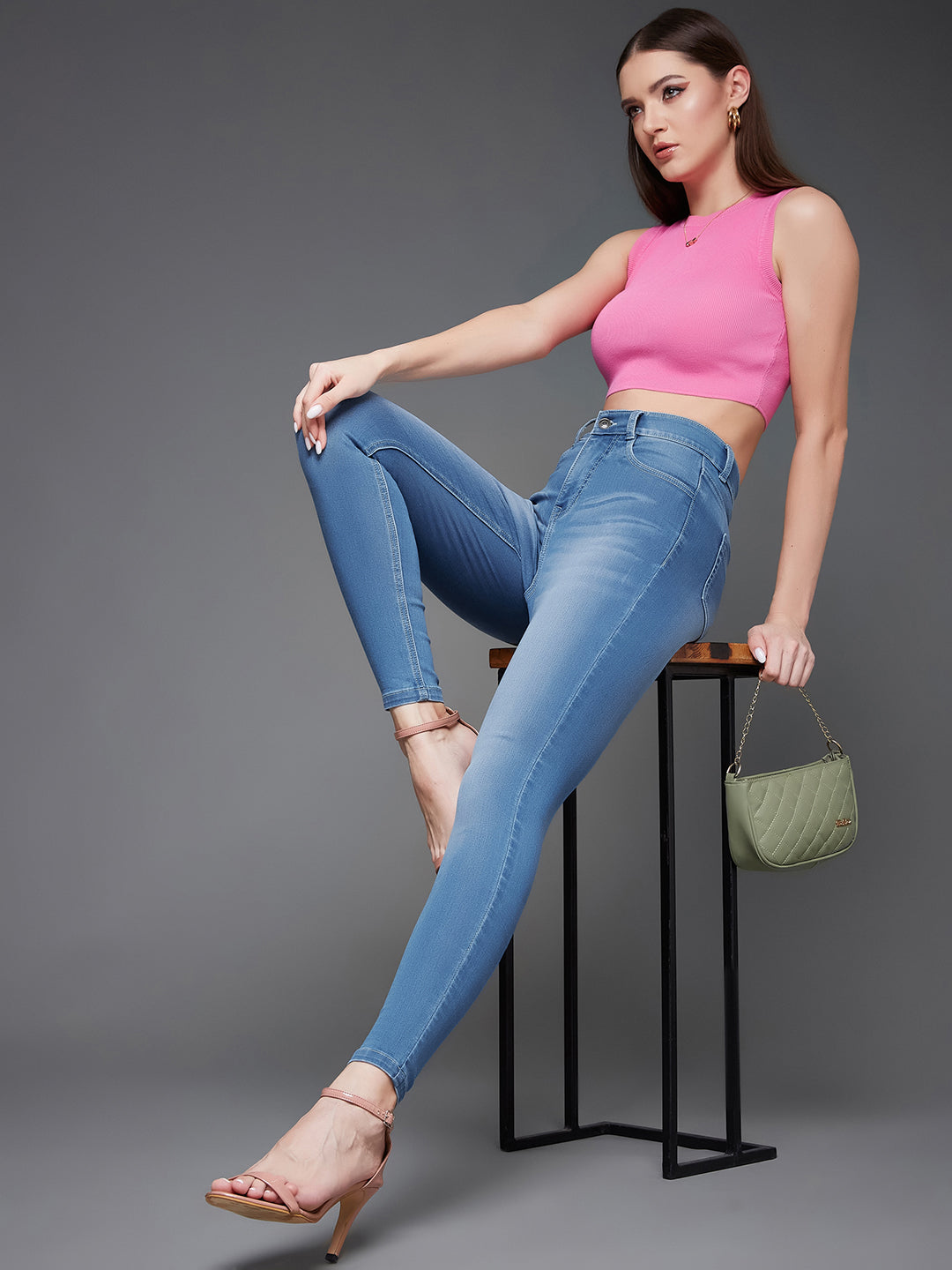 CHASEsupport™ Light Blue Super Skinny High Rise Stretchable Denim Jeans