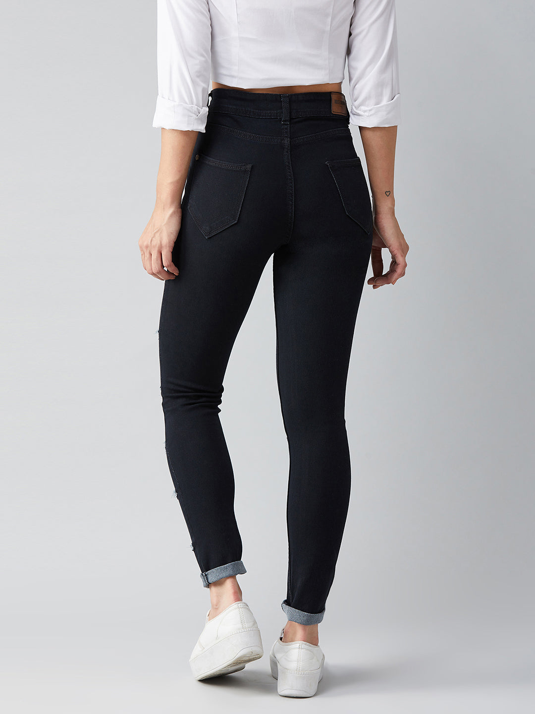 Women's Black Slim High Rise Clean Look Regular Denim Jeans