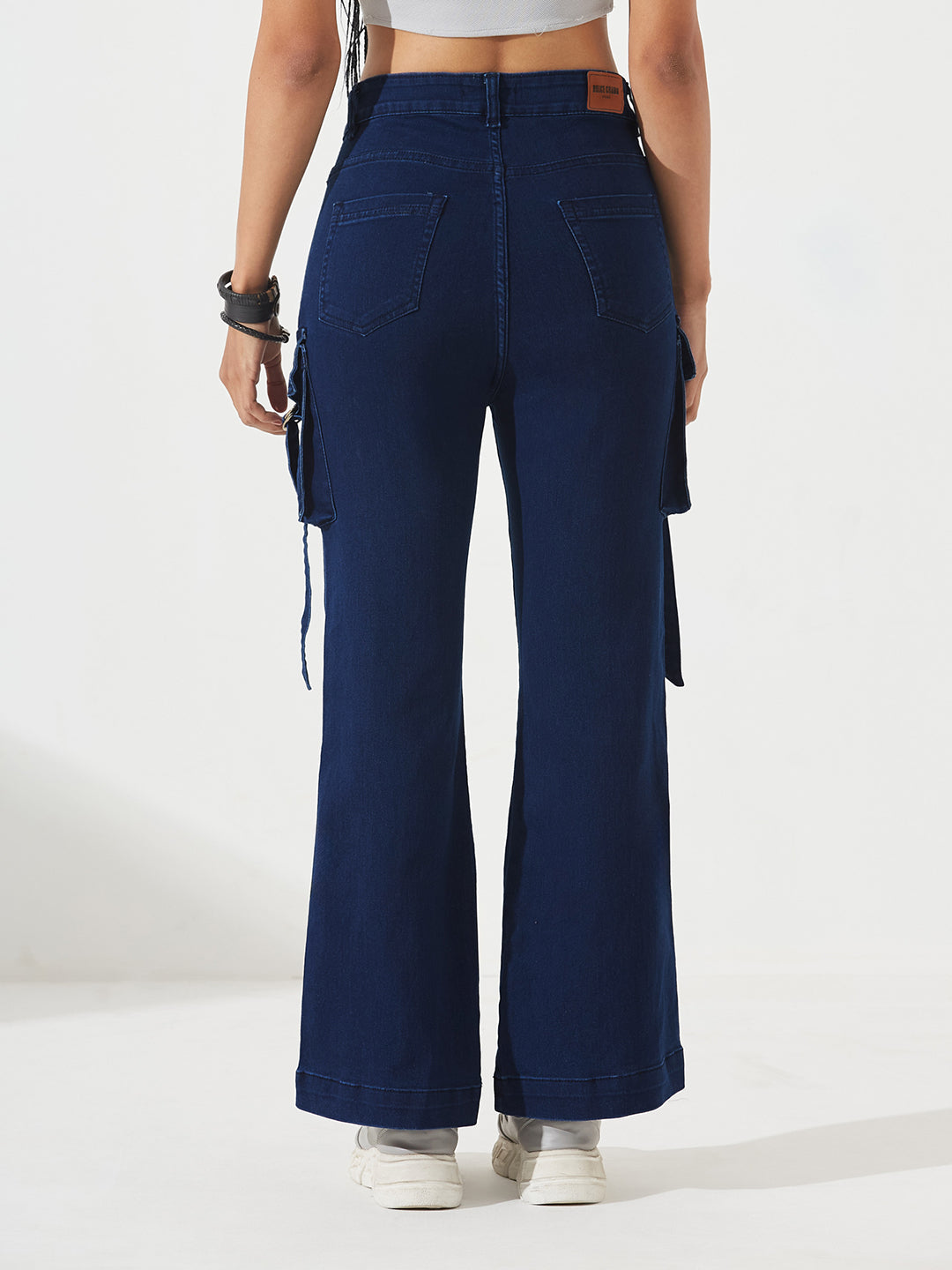 Navy Blue Bootcut High-Rise Regular Stretchable Denim Jeans For Women