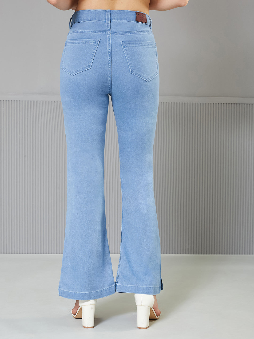 Light-Blue Bootcut High-Rise Regular Stretchable Denim Jeans for Women — Miss Chase