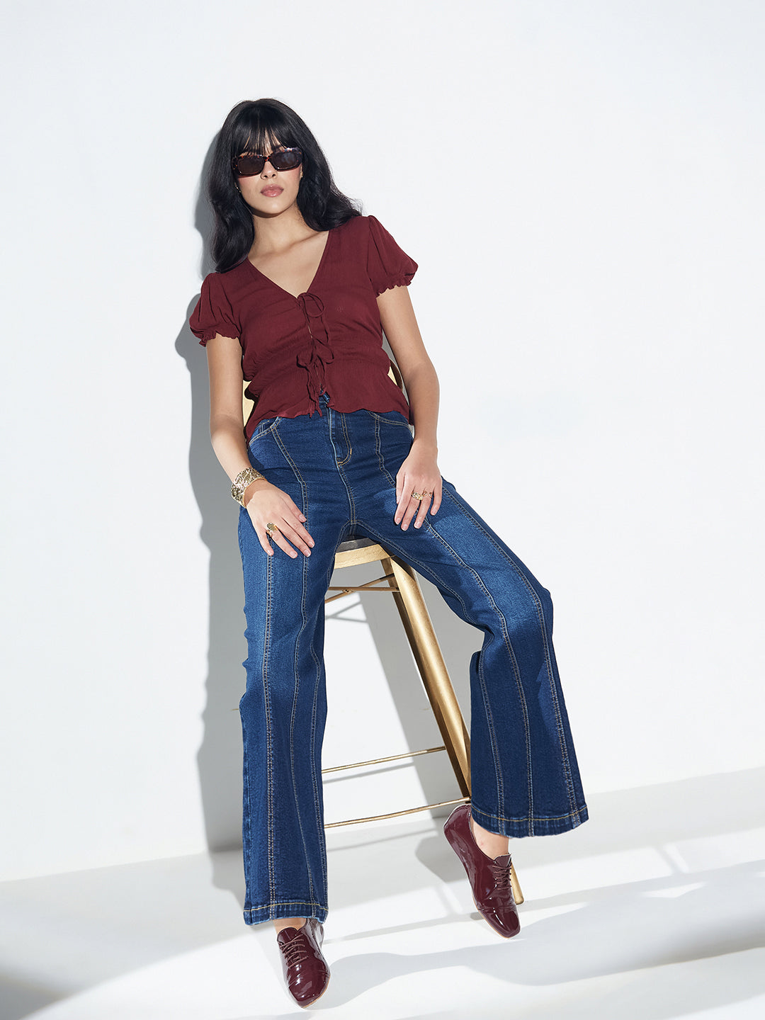 CHASEshape™ Butt-Lifting Wide-Leg High-Rise Navy Blue Denim Jeans
