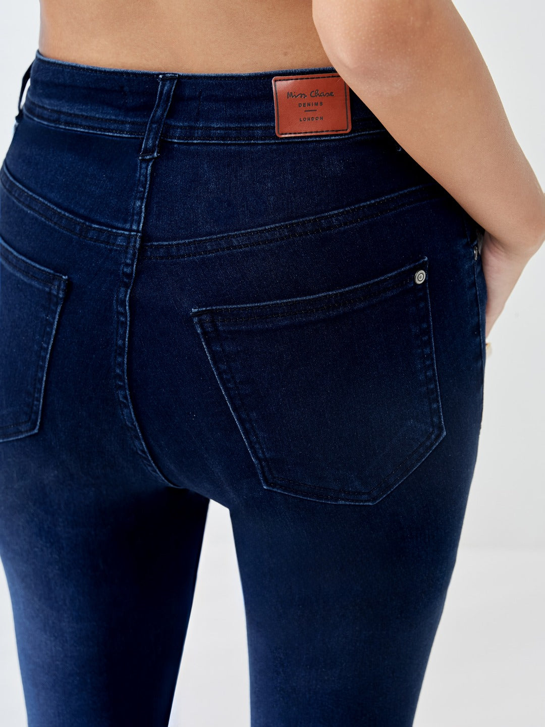 CHASEstretch™ Navy-Blue Skinny-Fit High-Rise Regular-Length Stretchable Denim Jeans for Women