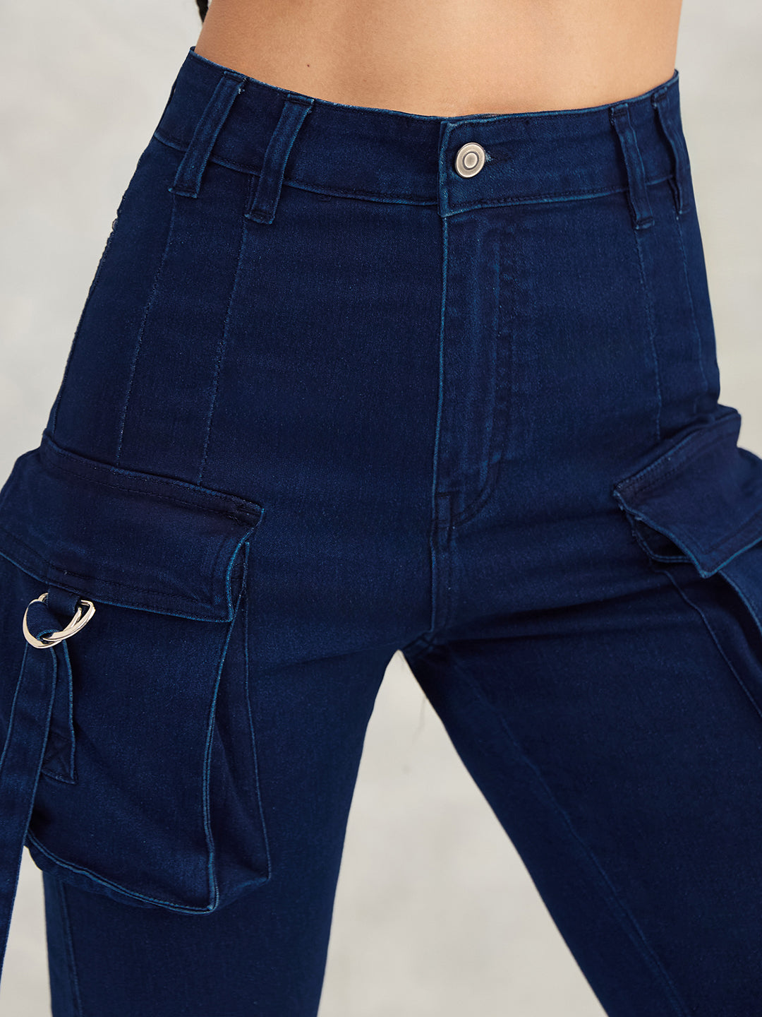 Women's Navy Blue Bootcut High-Rise Stretchable Denim Jeans