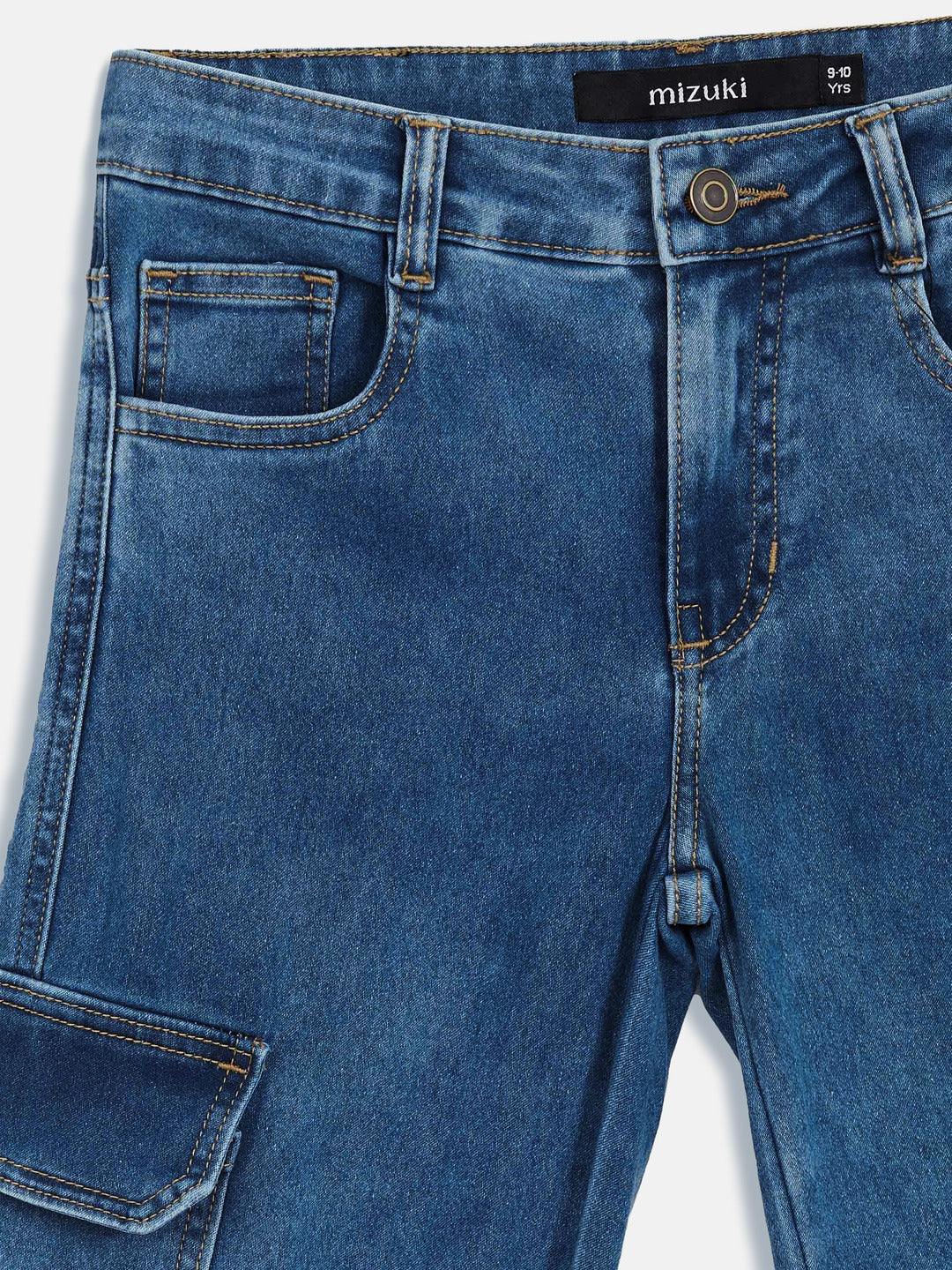 Blue Wide-Leg High-Rise Clean-Look Regular-Length Stretchable Denim Jeans for Girls/Teenagers