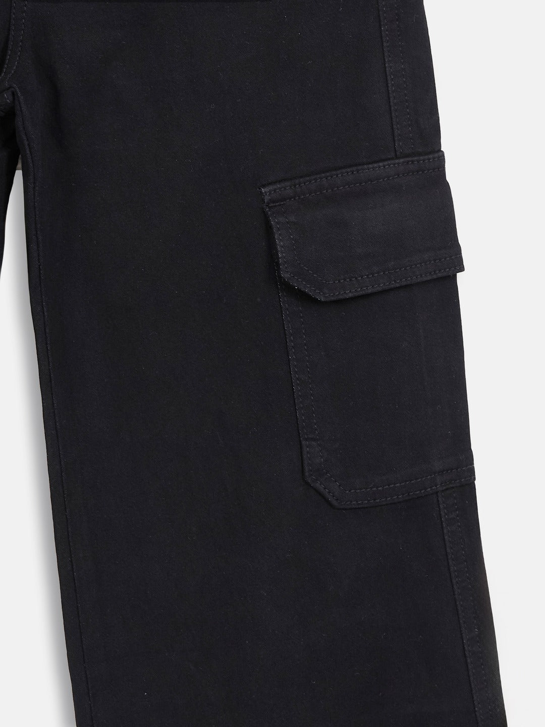 Black Wide-Leg High Rise Stretchable Denim Jeans for Girls/Teenagers