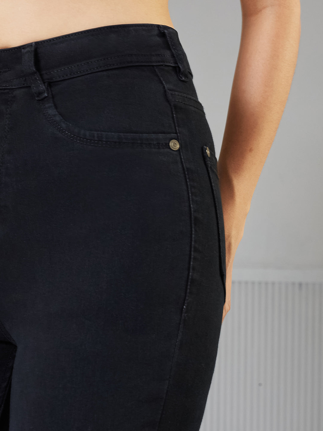 24/7 Comfort Black Slim Fit High-Rise Acid Wash Stretchable Denim Jeans for Women