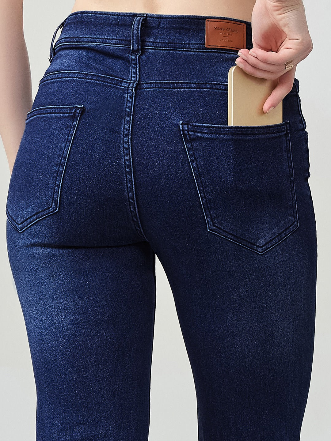 Navy Blue High-Rise Stretchable Bootcut Denim Jeans for Women