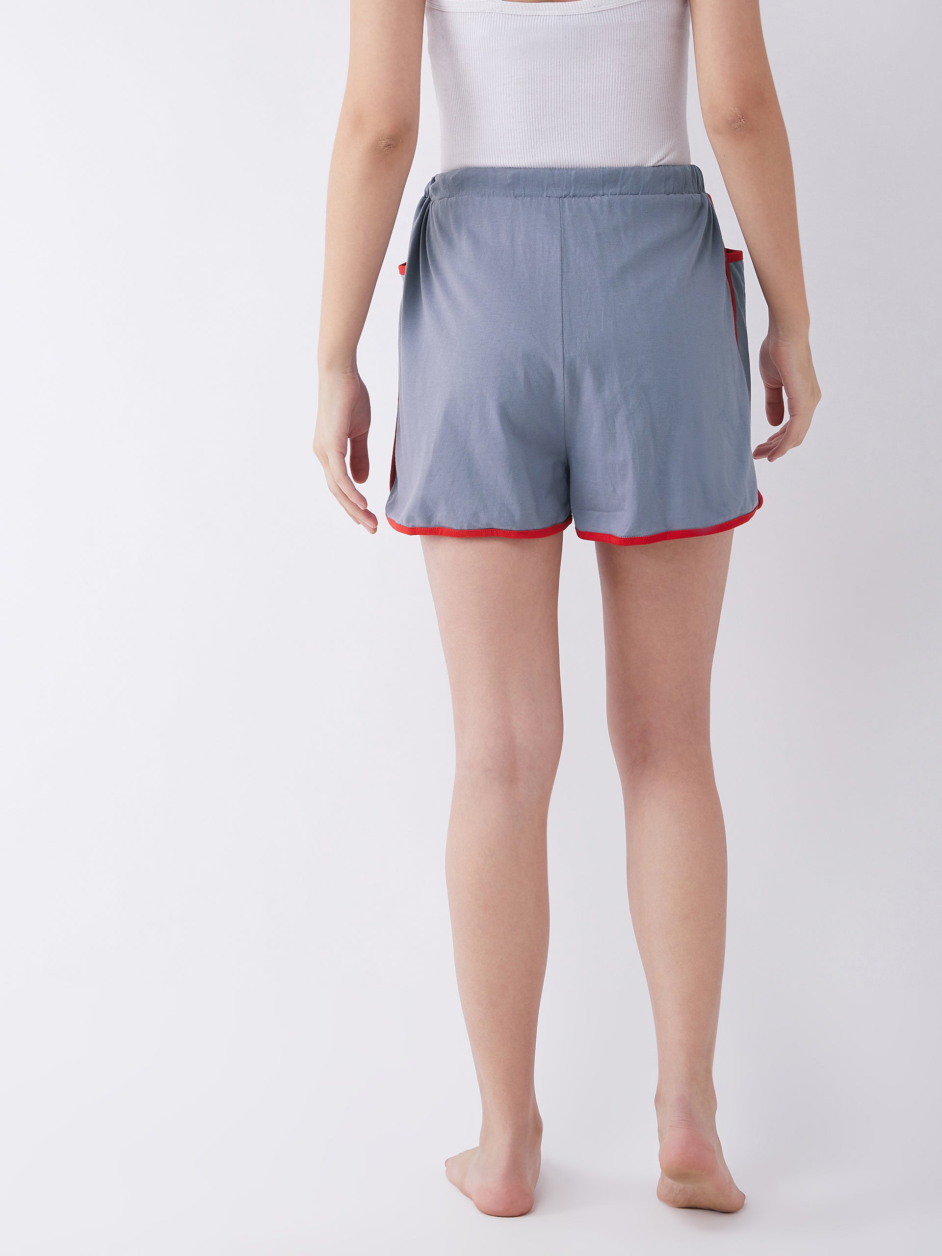Women's Gray Solid Regular length Shorts