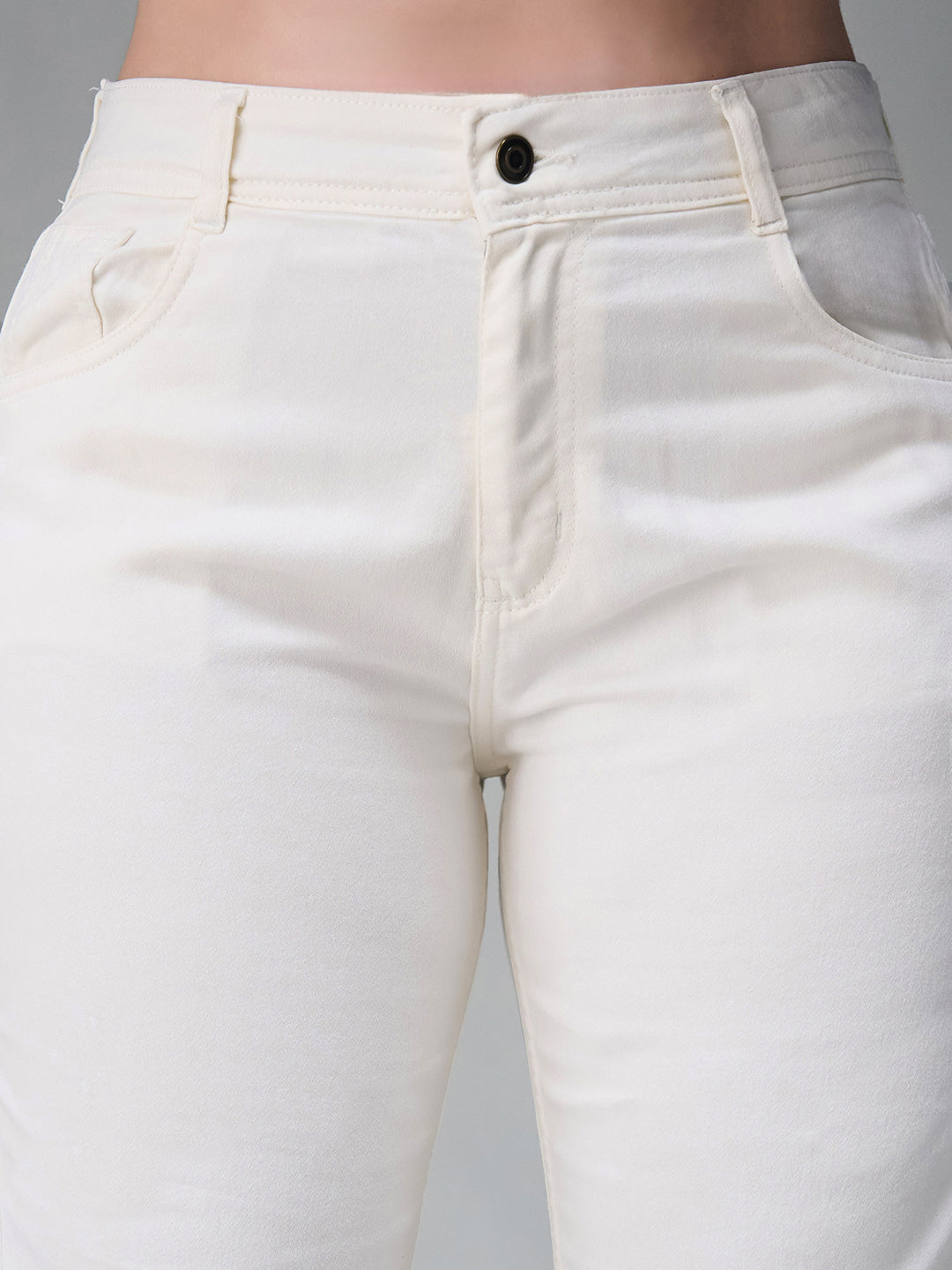 Women's White Skinny Mid Rise Stretchable Denim Jeans