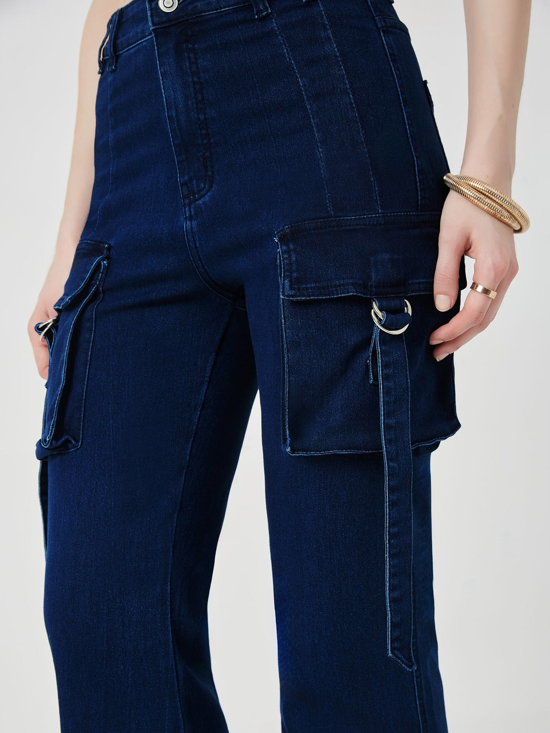 Navy Blue Bootcut high-rise Regular Stretchable Denim Jeans for Women