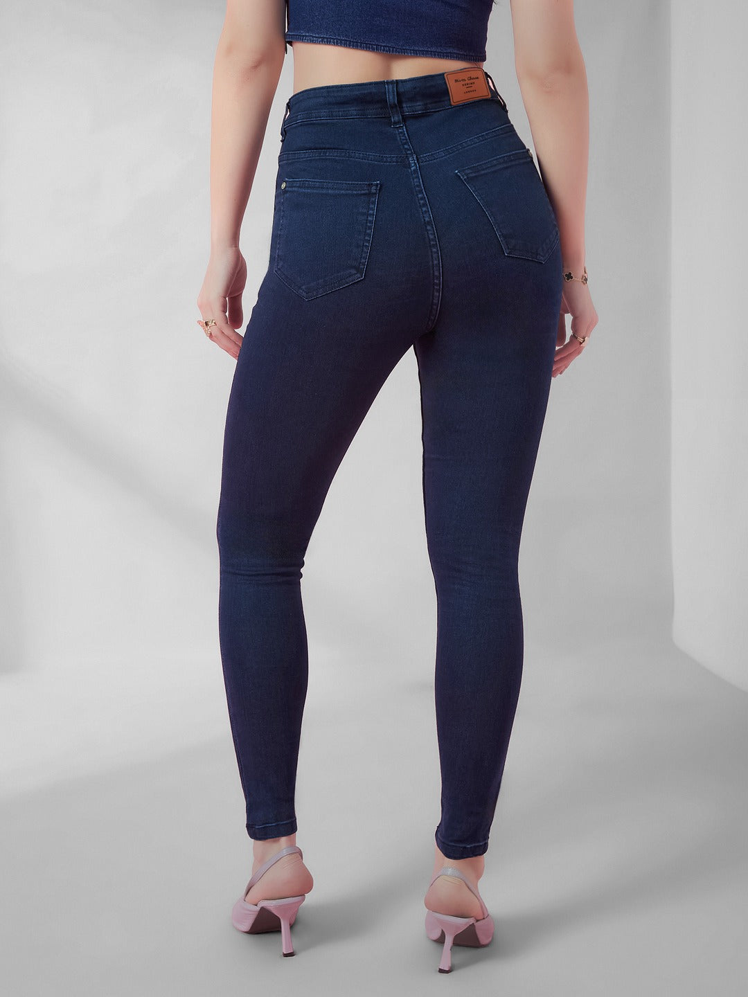 Navy Blue Skinny Fit High-Rise Stretchable Denim Jeans for Women