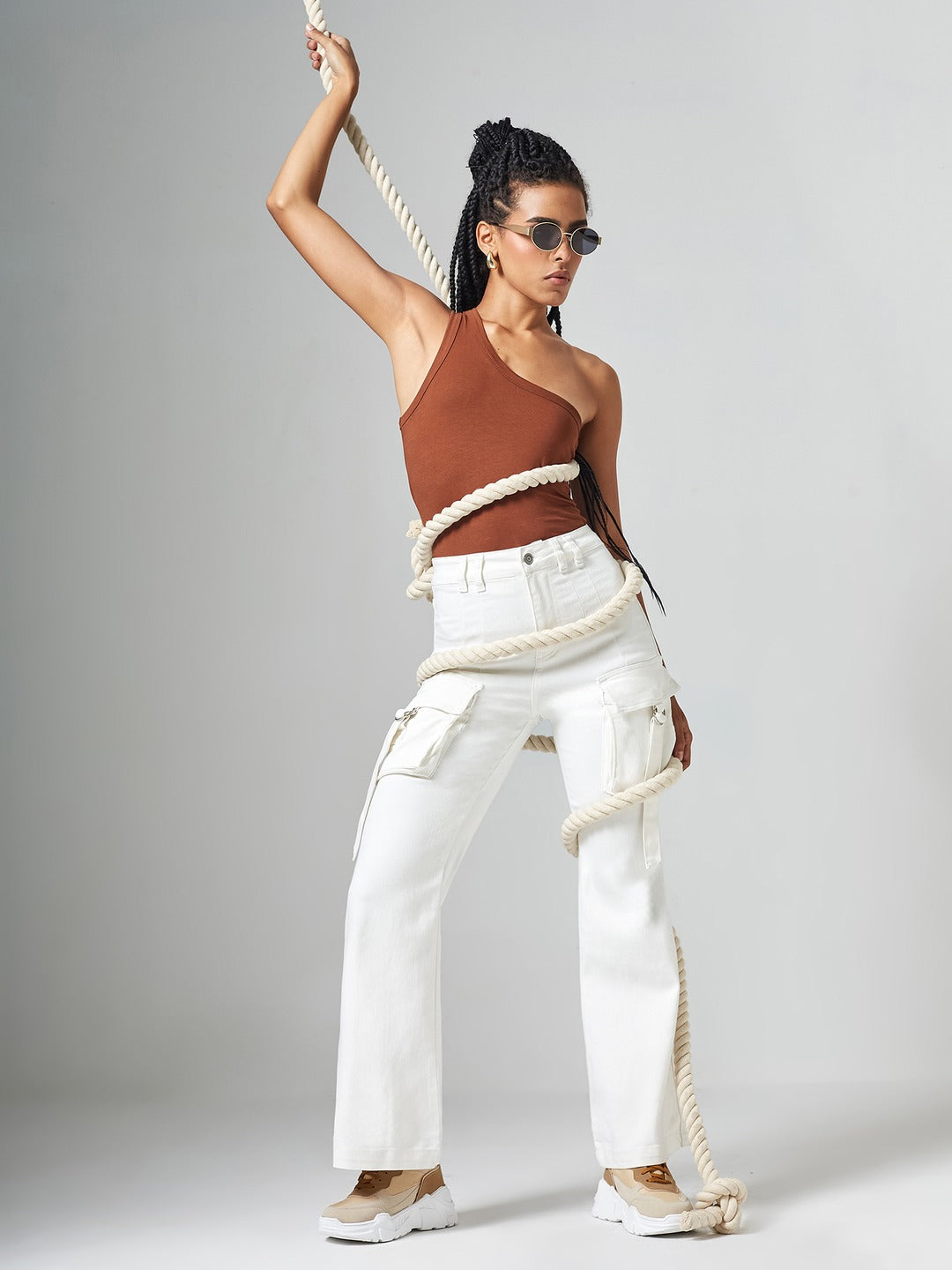 White Bootcut High rise Clean look Regular Stretchable Denim Jeans for Women