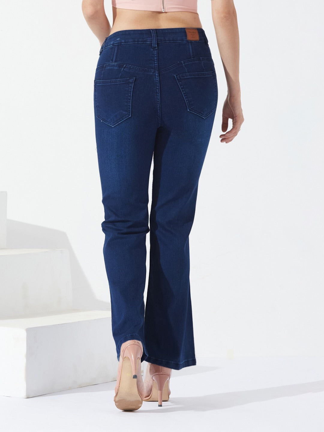 CHASEshape™ Light-Shaping Navy Blue Bootcut high-rise Stretchable Jeans for Women