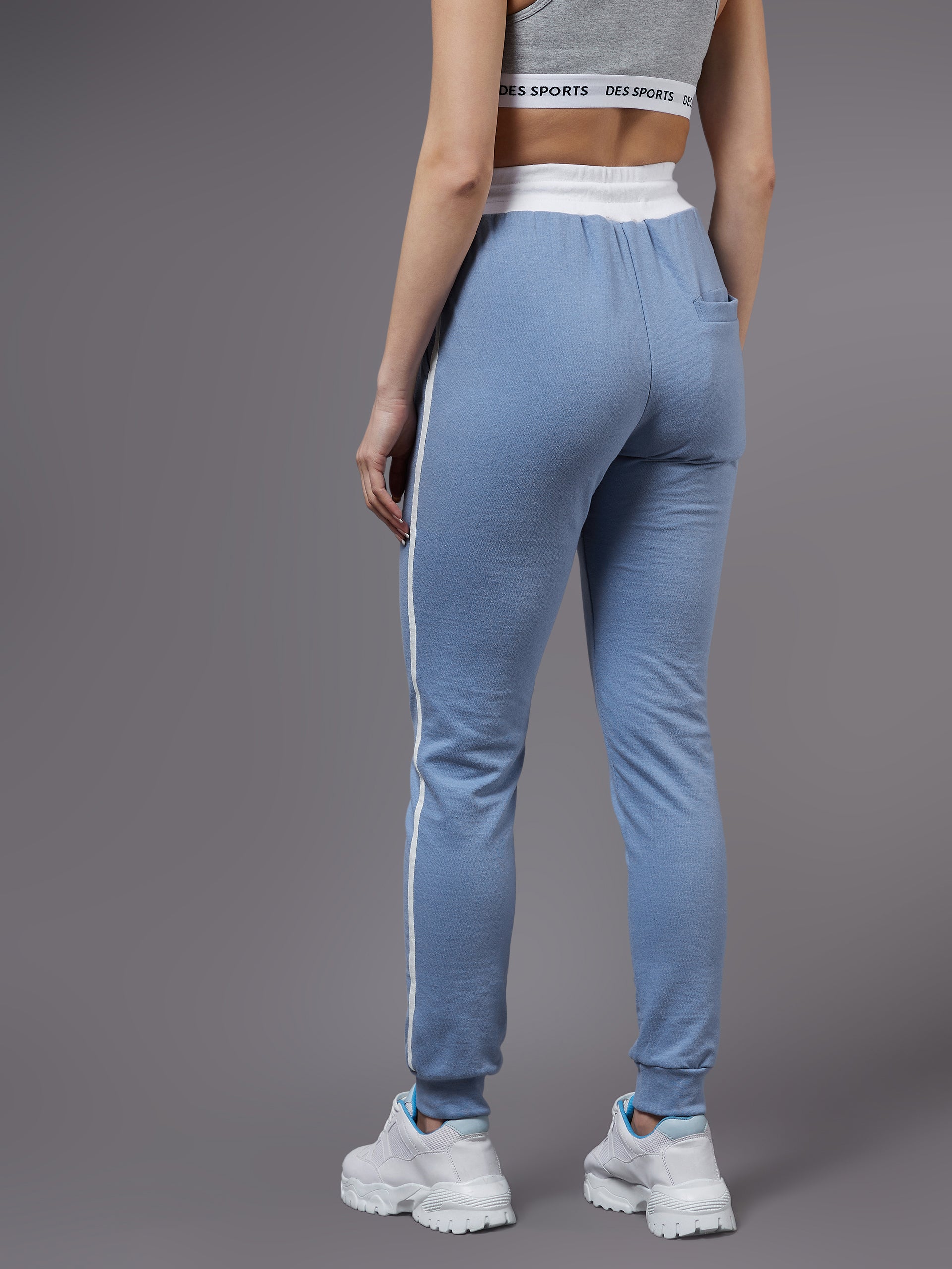 Women's Blue Solid Regular Joggers