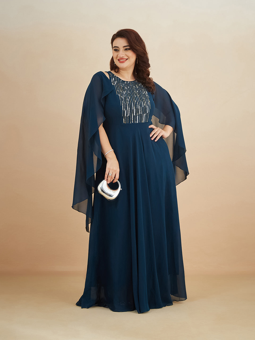 Teal Solid Relaxed Fit Round Neck Sleeveless Maxi Dress for Women — Miss Chase A+