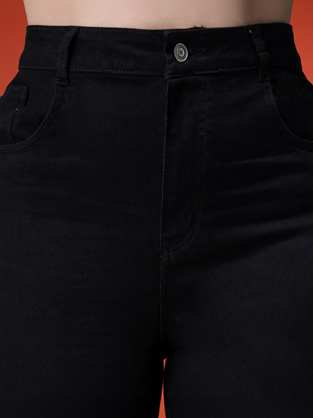 Black Bootcut High rise Regular Stretchable Denim Jeans for Women