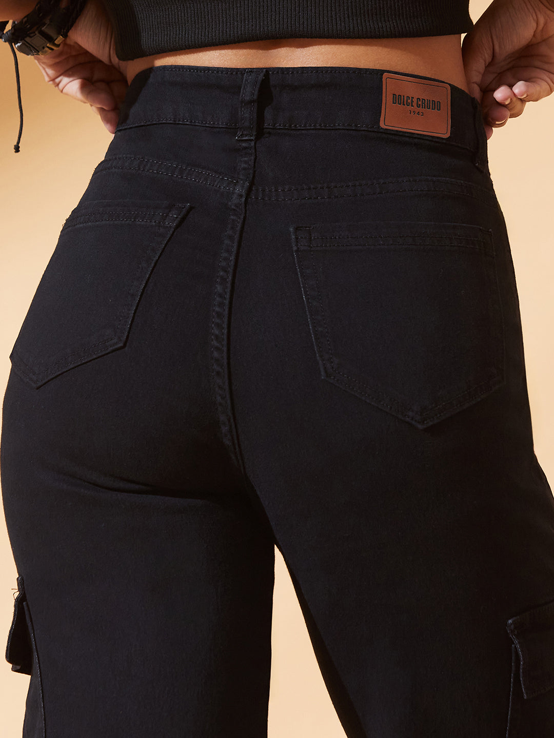 CHASEstretch™ Black Wide leg High-Rise Regular Stretchable Denim Jeans For Women