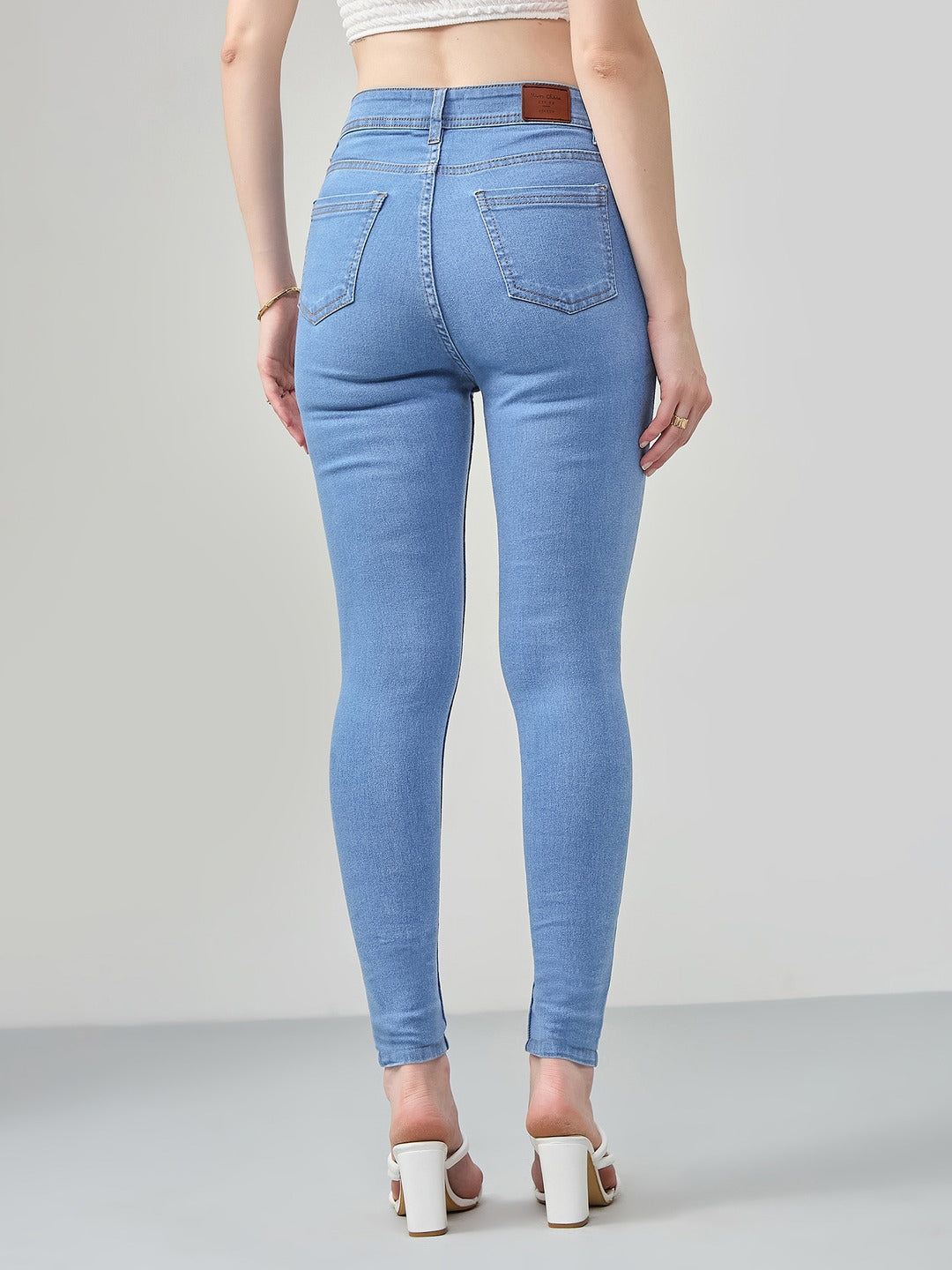 Blue Skinny high-rise Distressed Denim Jeans for Women