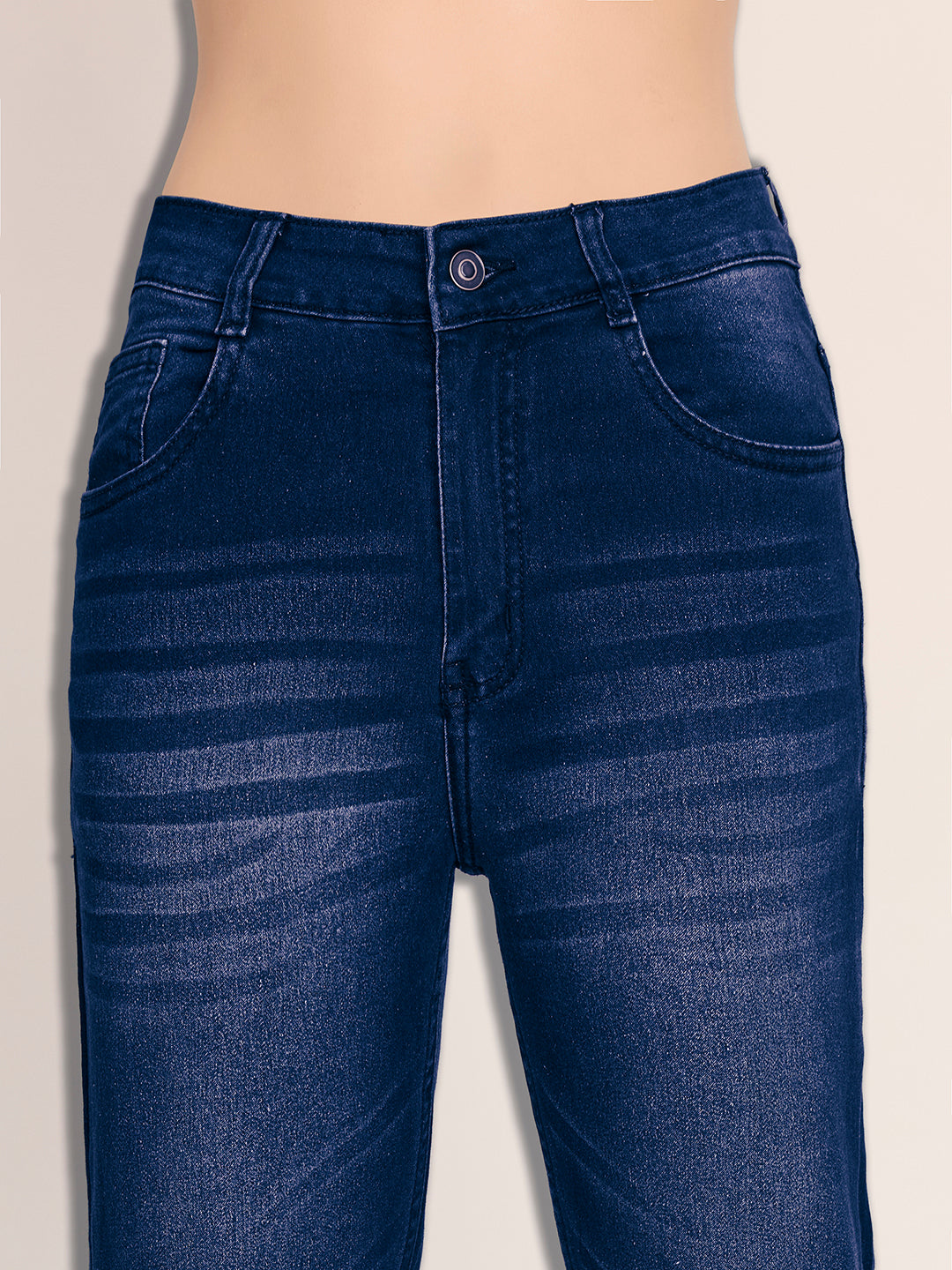 Women's Blue Bootcut Mid-Rise Denim Stretchable Jeans