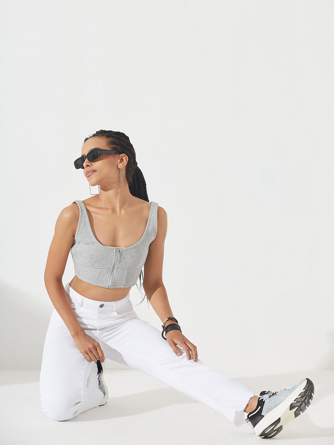 White Bootcut High-Rise Stretchable Denim Jeans For Women