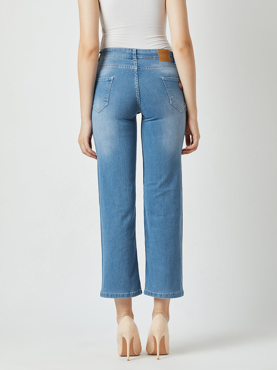24/7 Comfort Women's Light Blue Wide-Leg fit Mid Rise Stretchable Denim Jeans