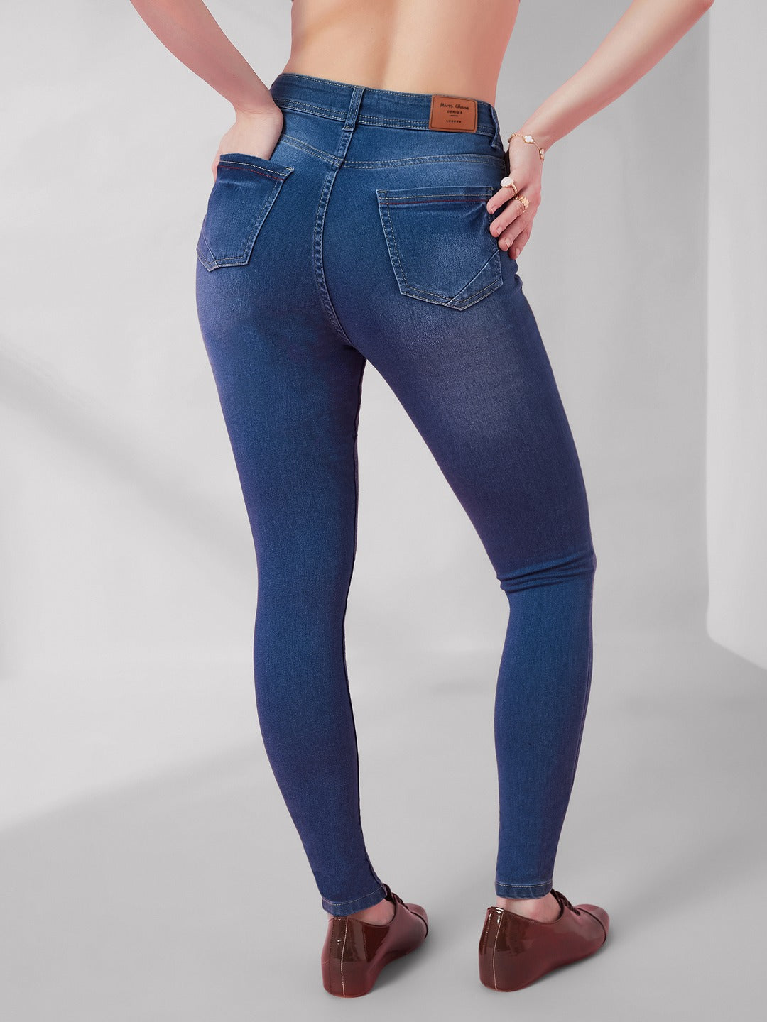 Blue Skinny Fit High-R ise Denim Stretchable Jeans for Women
