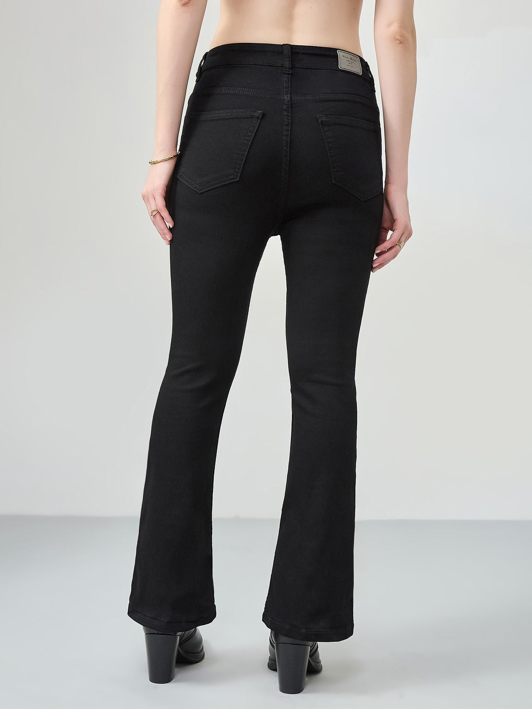 POWER STRETCH Women’s Black high-rise Semi Bootcut Shaping Jeans for Women