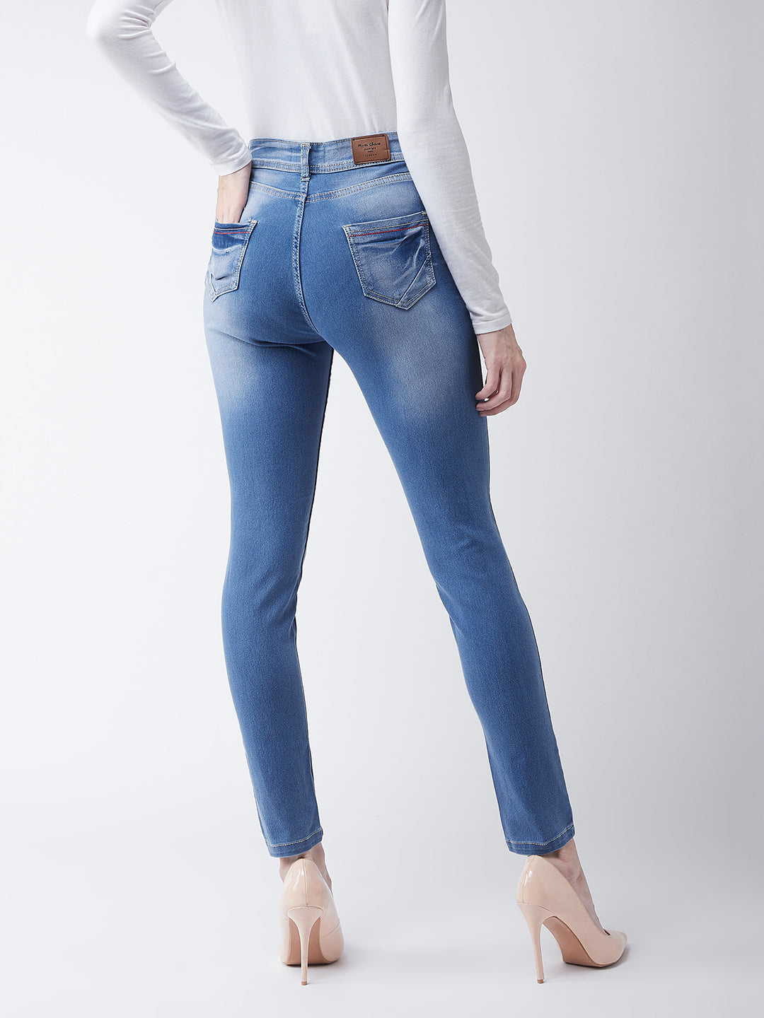 Women's Blue Skinny Fit High Rise Regular Length Denim Stretchable Jeans