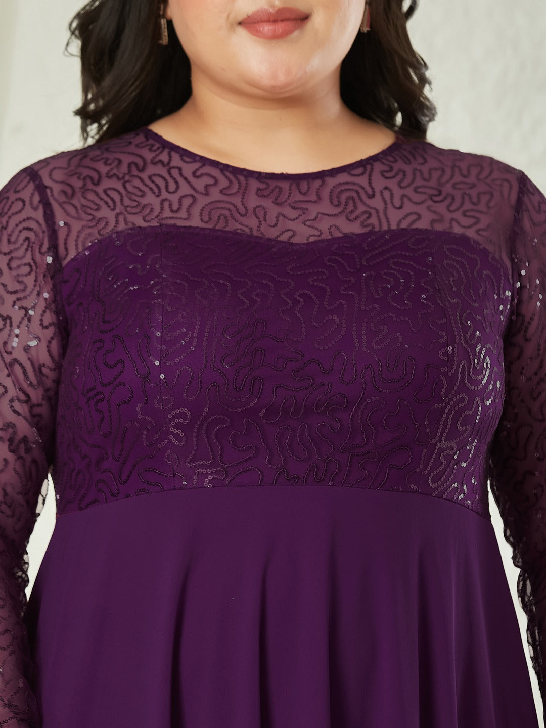 Dark Purple Solid Embellished Maxi Dress for Women