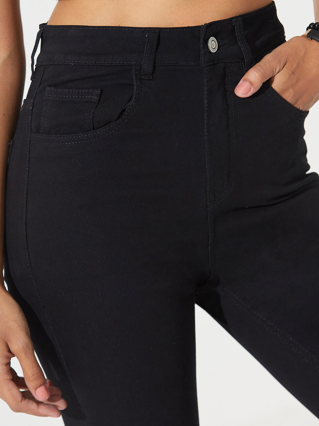 Black Bootcut High-Rise Regular Stretchable Denim Jeans For Women