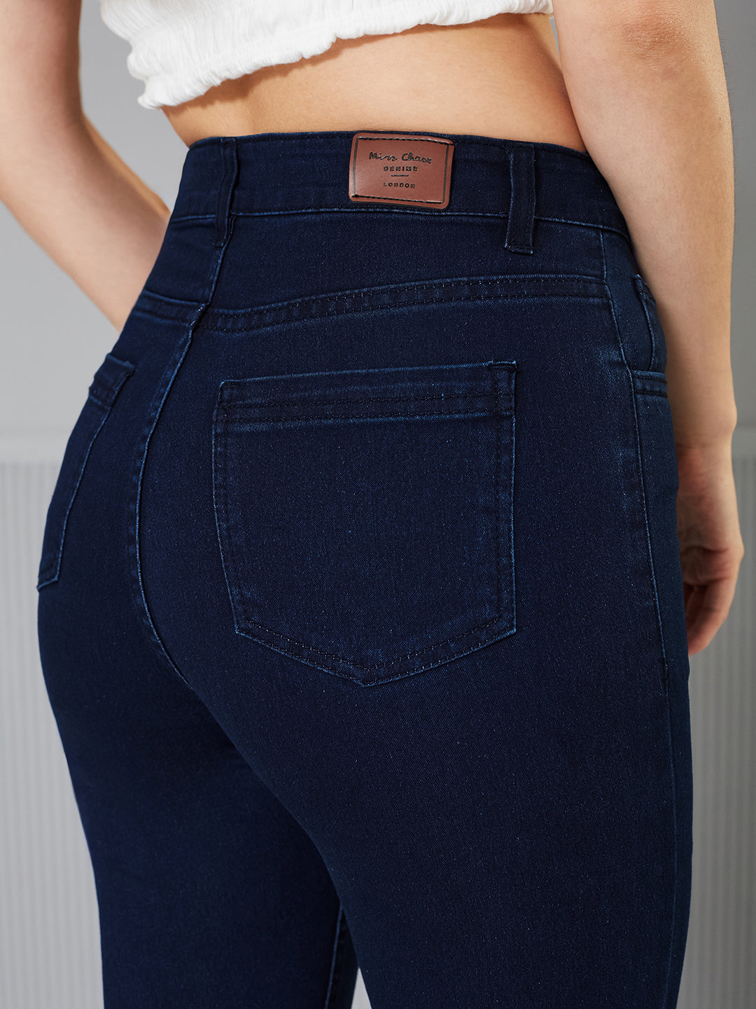 Women's Navy Blue Bootcut High-Rise  Regular Stretchable Denim Jeans