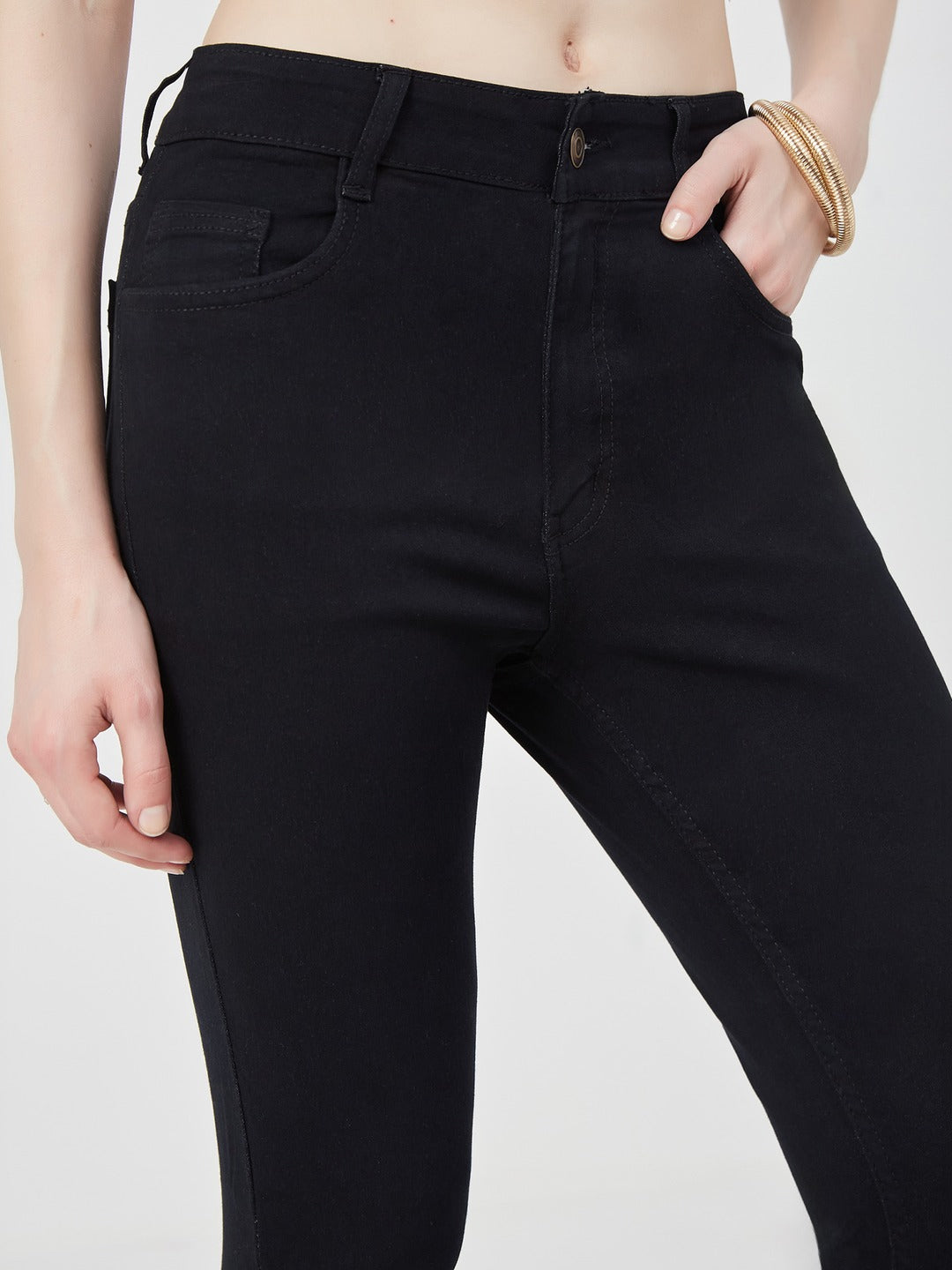 Black Skinny high-rise Cropped Stretchable Denim Jeans for Women
