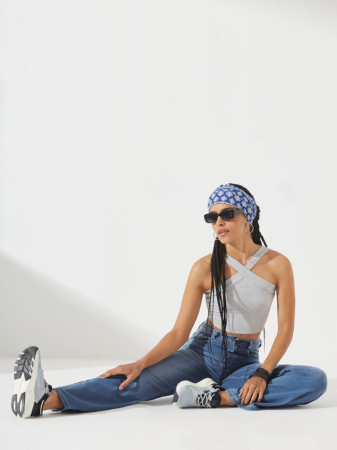 CHASEstretch™ Light-Blue Wide-Leg Mid-Rise Blast Effect Light Weight Denim Jeans For Women