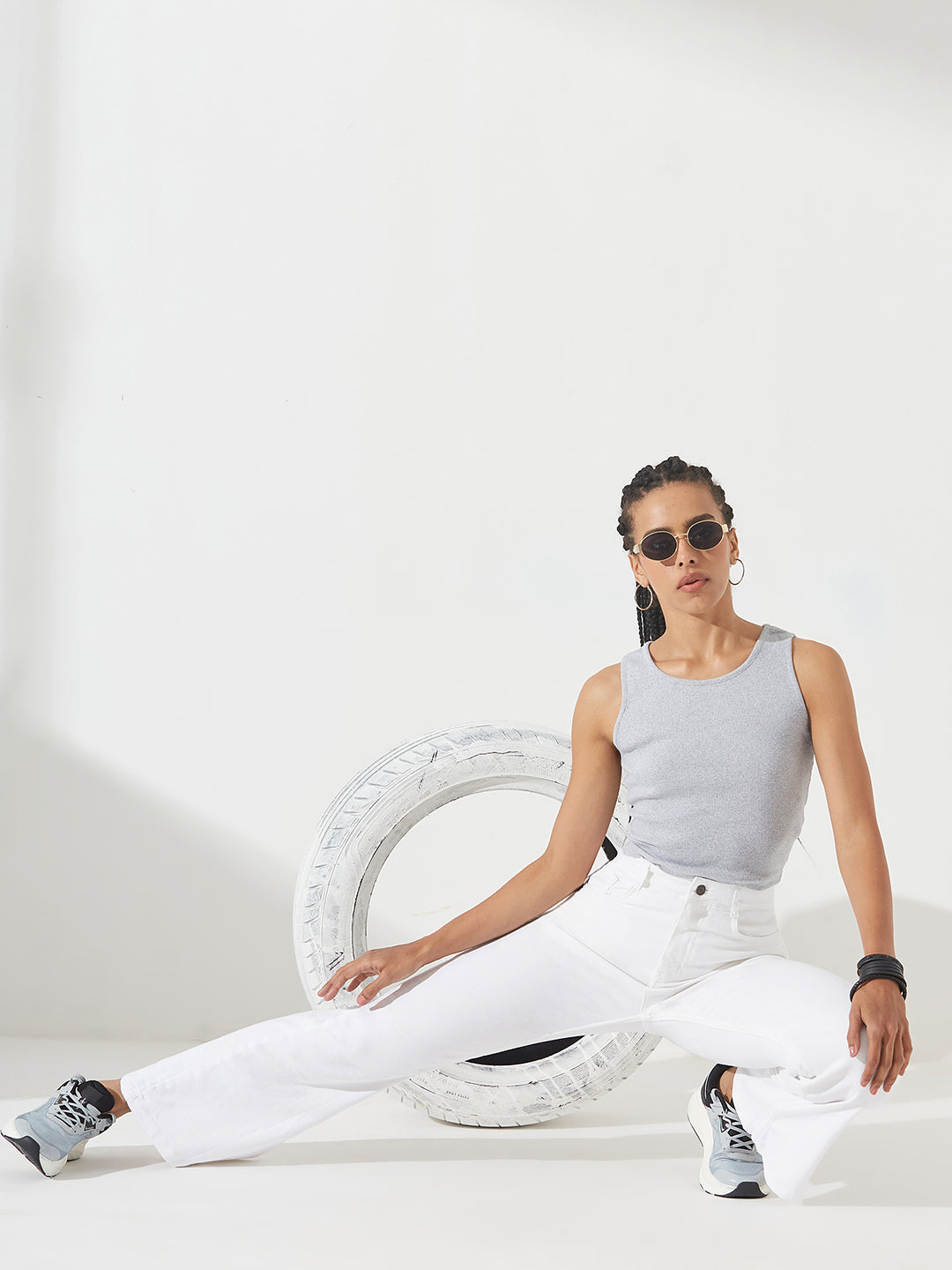 White Bootcut High-Rise Regular Stretchable Denim Jeans For Women