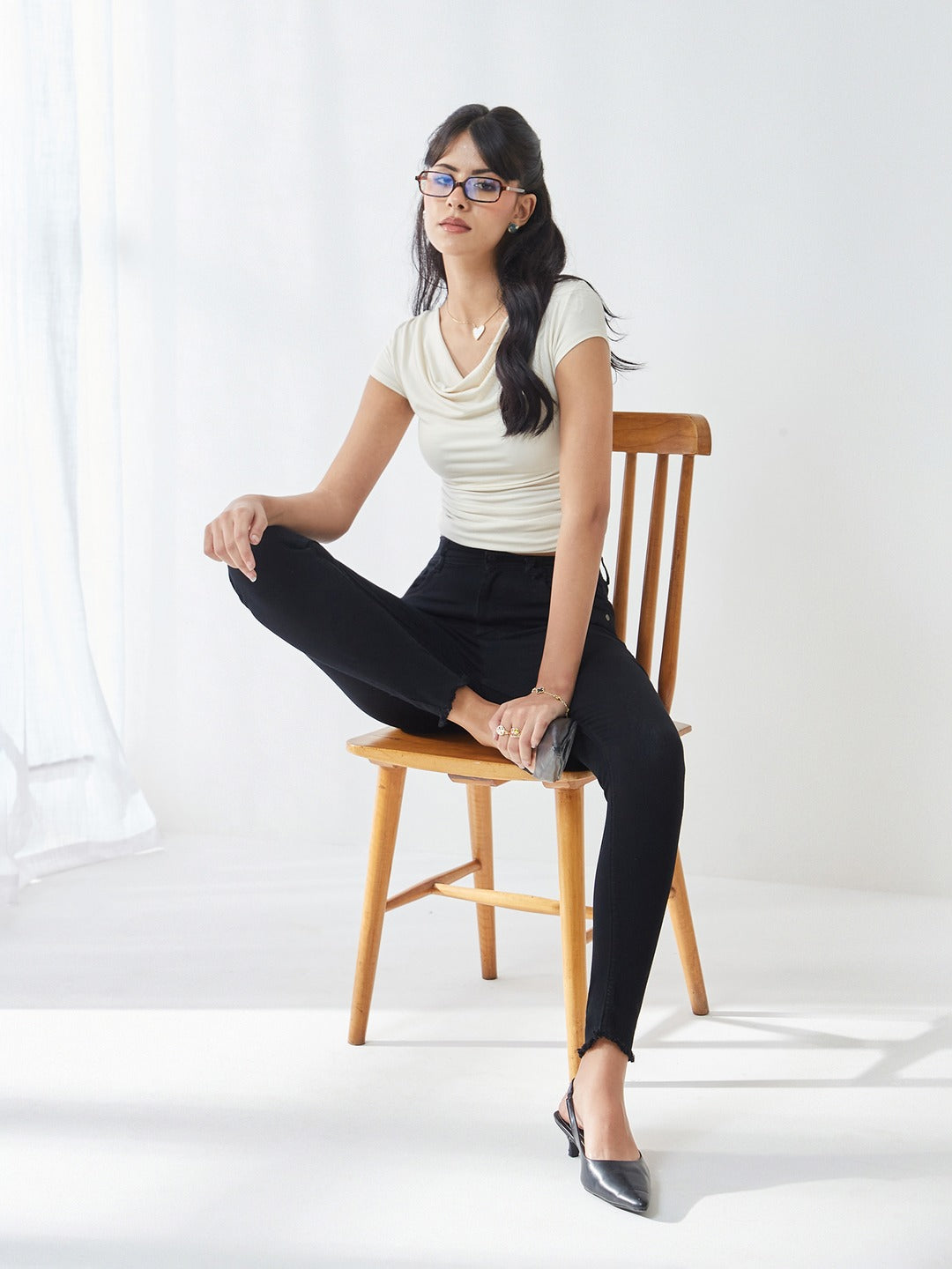 Black Slim Fit High Rise Denim Jeans for Women